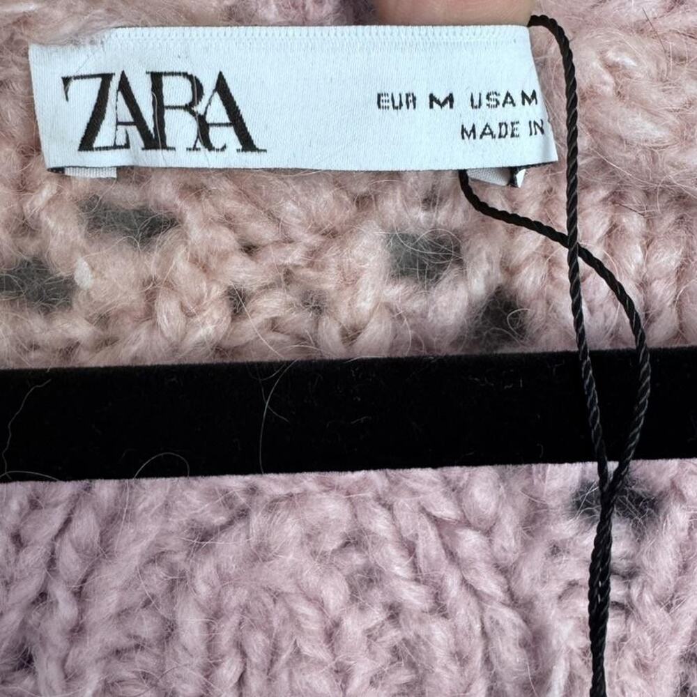 Zara Sweater Dress Womens Medium‎ Pink Cable Knit Sleeveless Alpaca Boho Preppy - Picture 13 of 16